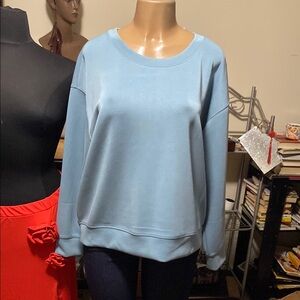Light Blue (Power Blue) pullover Crewneck Sweatshirt 25" Pit to Pit, 26" Long